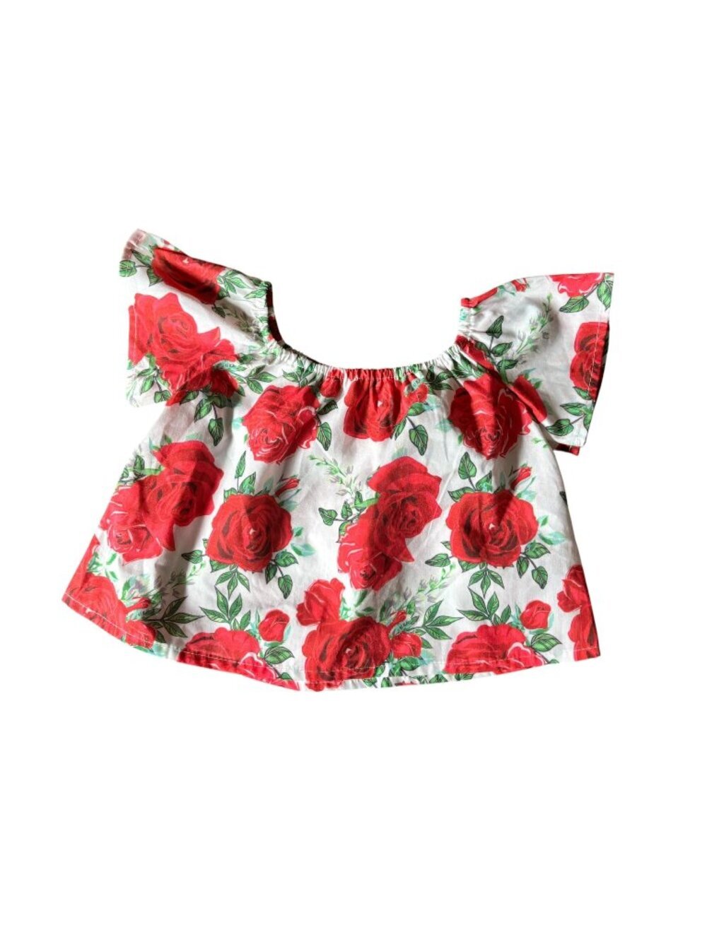 Pat-Pat Baby Girl Red Rose Print Off-Shoulder Top